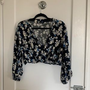 Zara dressy floral crop top, M